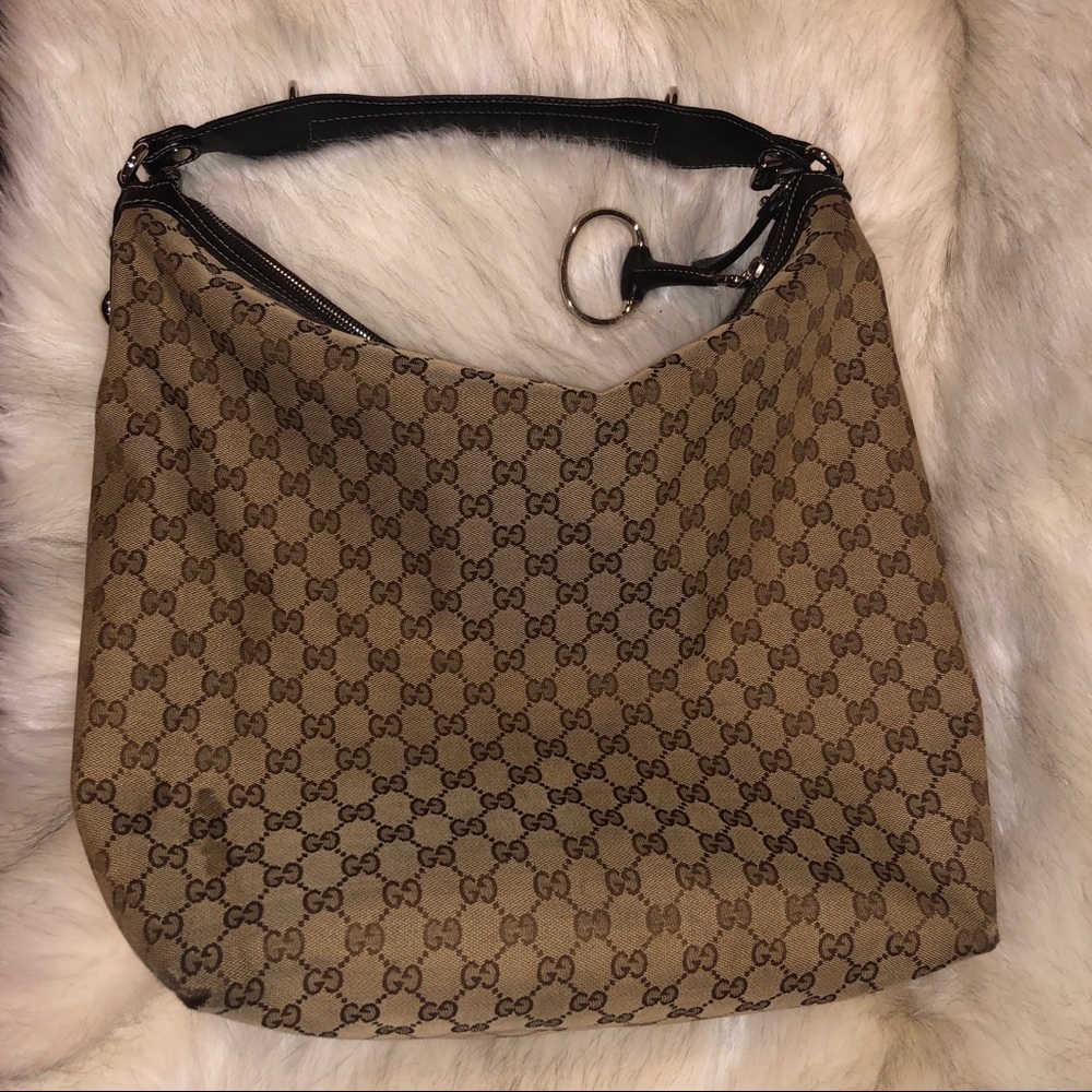GUCCI Large Monogram Canvas Hobo Bag